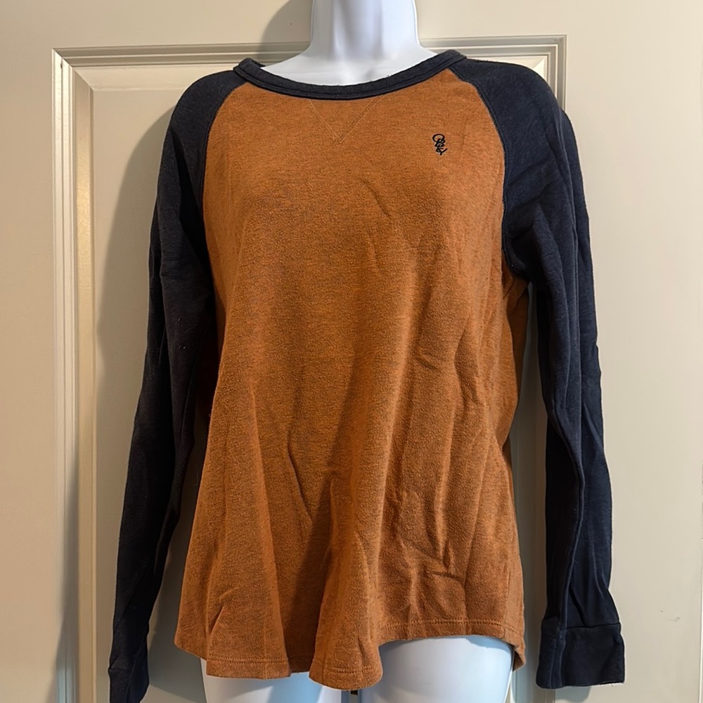 Obey sweater orange and blue pull over medium